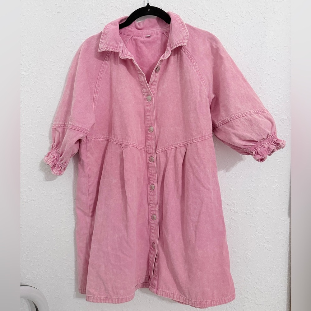 Pink Button-Up Women's Dress